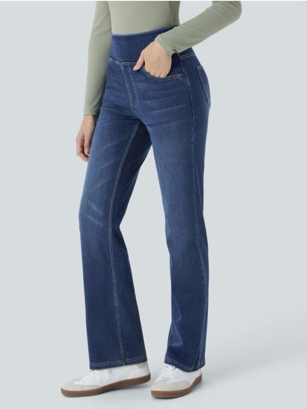 Halara Flex High Waisted Pockets Washed Casual Bootcut Jeans NWT Size S